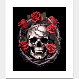 Skull And Roses Posters and Art